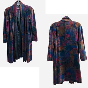 PORTRAIT Vintage Velvet Multicolor Printed Heavyweight Trench Coat 10